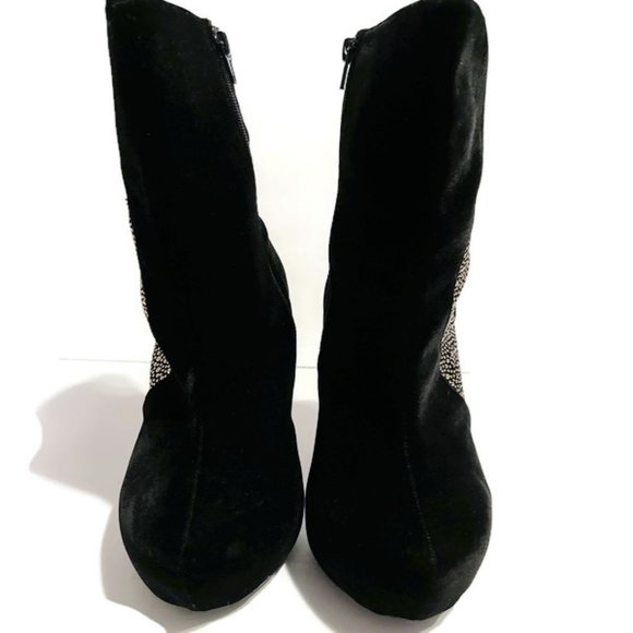 Black 5" Heel Sparkly Silver Rhinestone Ankle Booties Scene ShoeDazzle - Picture 2 of 9